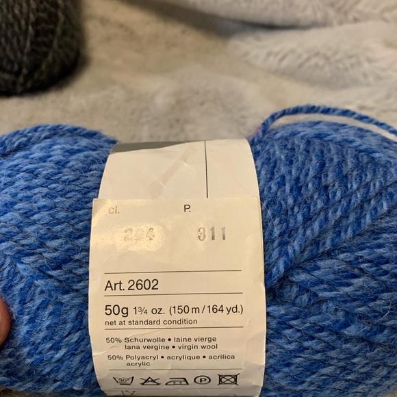 4 Skeins Schaffhauser Wolle Yarn Virgin Wool Acrylic 3 Gray 1 Blue - Picture 10 of 12